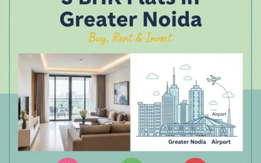 3 BHK flat interior with balcony view in Greater Noida