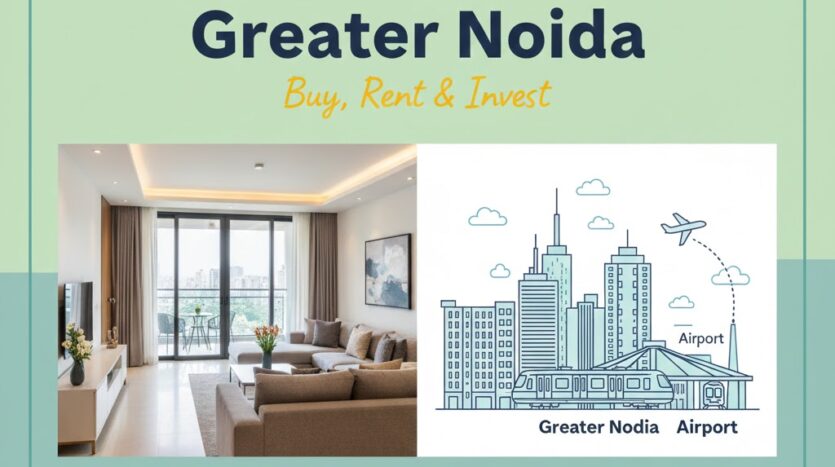 3 BHK flat interior with balcony view in Greater Noida