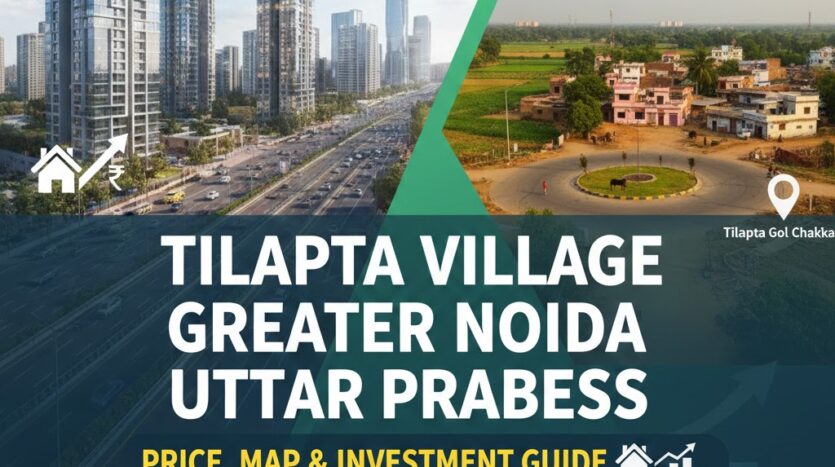 A view of Tilapta Village Greater Noida Uttar Pradesh location showing residential flats and Tilapta Gol Chakkar