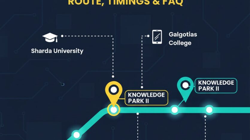 Map showing Aqua Line metro route for Knowledge Park II and III Greater Noida.