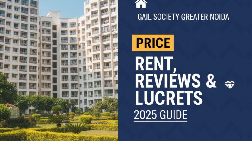 Green landscape and high-rise apartments of Gail Society Greater Noida in Sector Pi-1