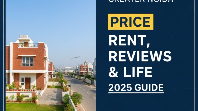 Aerial view and modern layout map of Sector XU 1 Greater Noida featuring independent houses and green parks.