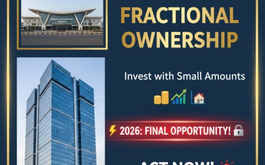 Infographic showing how to invest in commercial property in Greater Noida with small amounts using fractional ownership platforms. 🏢📊
