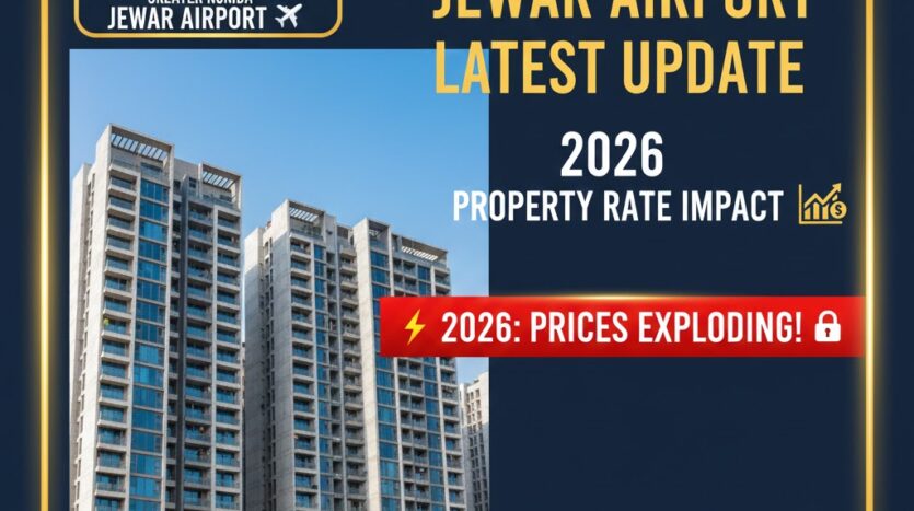 Infographic showing the skyrocketing property rates in Greater Noida and Yamuna Expressway due to Jewar Airport 2026 operations.