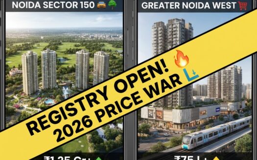 Luxury high-rise apartments in Noida Sector 150 vs affordable residential societies in Greater Noida West with 2026 price trends.