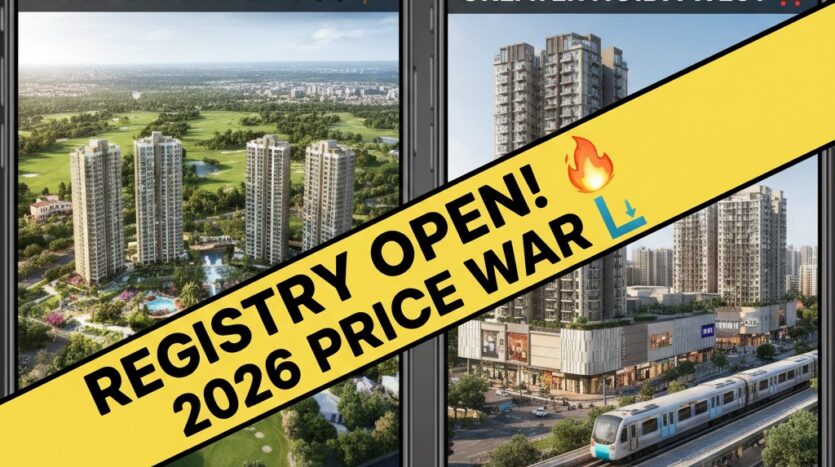 Luxury high-rise apartments in Noida Sector 150 vs affordable residential societies in Greater Noida West with 2026 price trends.